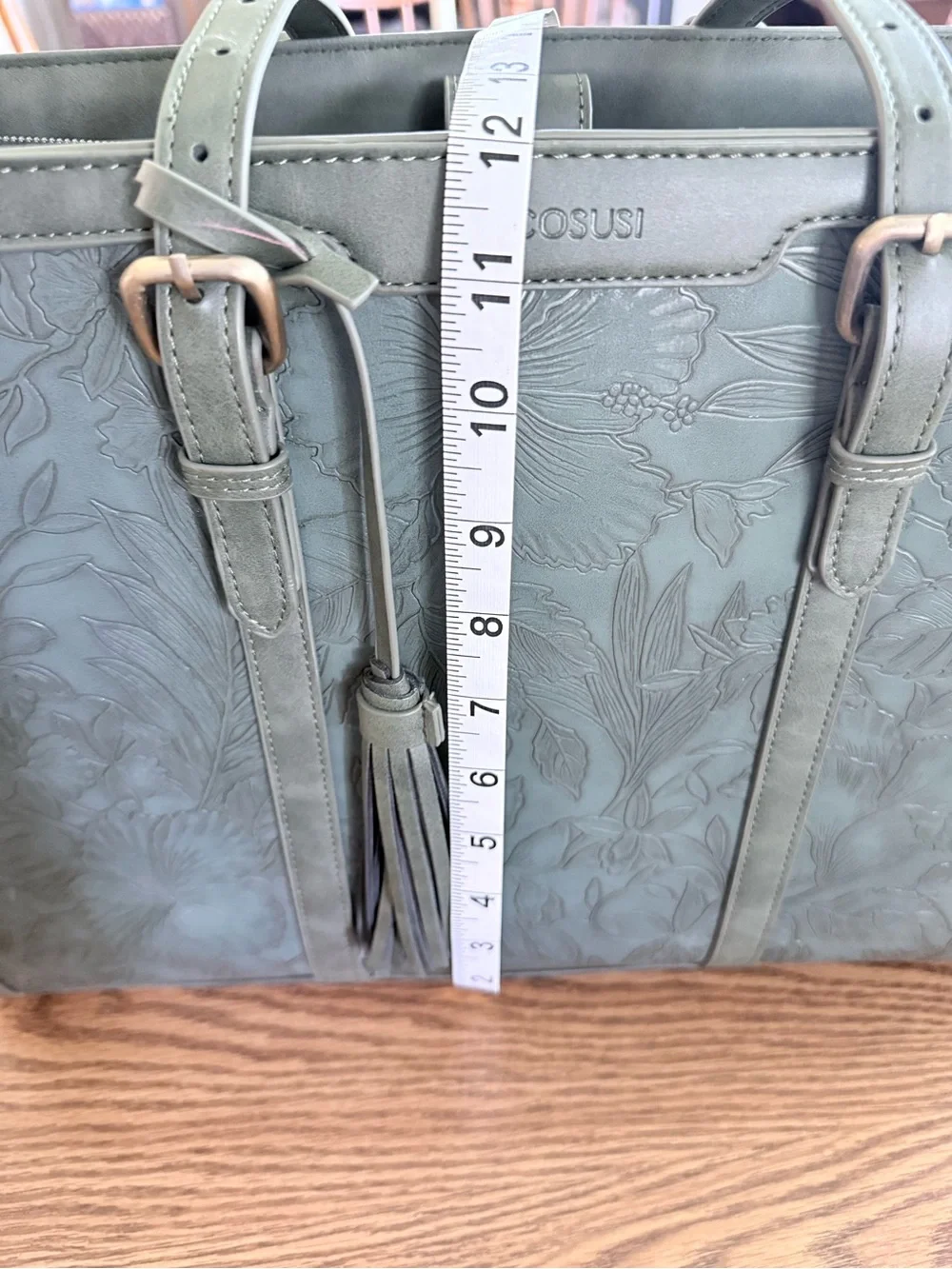 Ecosusi Green Floral-Embossed Computer Bag - Picture 11 of 11